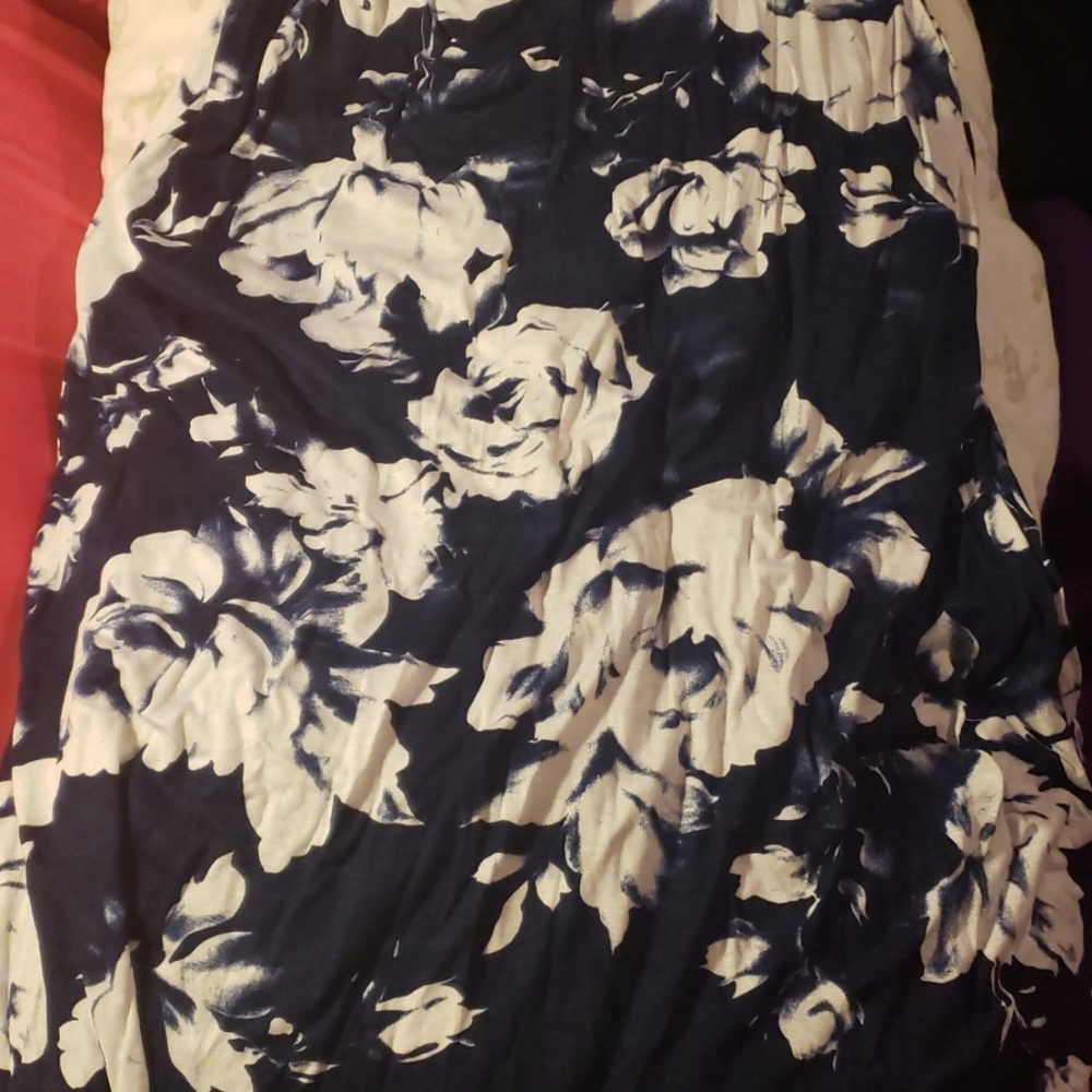 Blue and White Floral Maxi Skirt